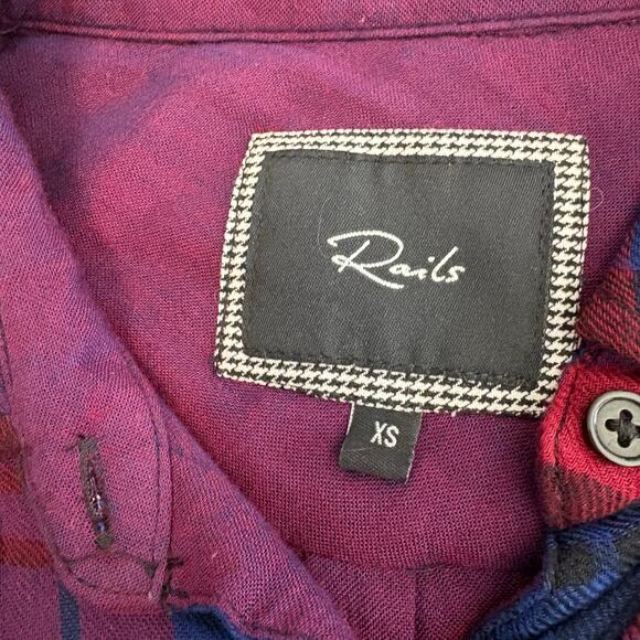 Rails Plaid Button Down Shirt Red Blue Women's XS Casual Western Grunge - Picture 4 of 8